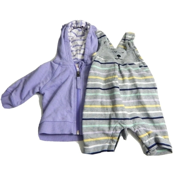 Hanna Andersson Bear Overalls and Hoodie - Picture 1 of 5